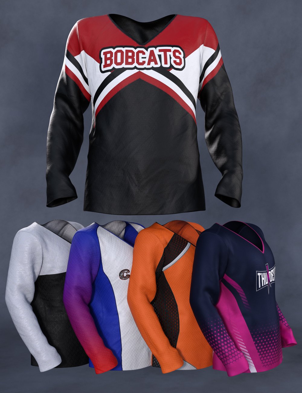 图片[1]-[daz服装] Cheerleading Squad Outfit dForce Genesis 8和8.1男性长袖衬衫-DAZ爱好者