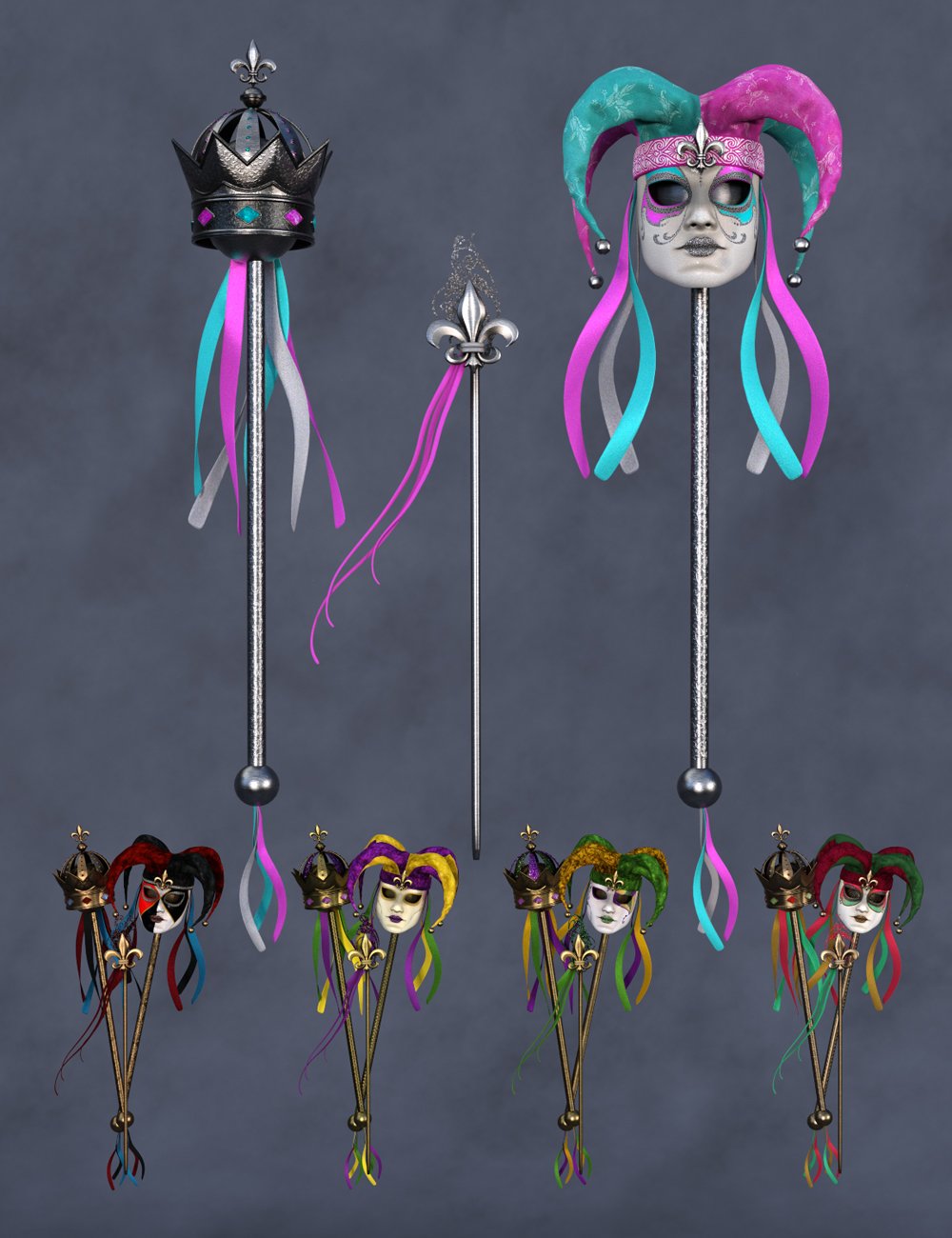 图片[1]-[daz道具] 《创世纪8》和《创世纪8.1》有趣的狂欢节混搭权杖-DAZ爱好者