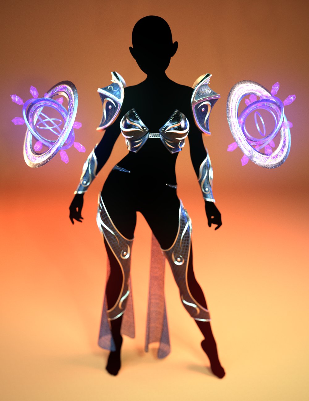 图片[1]-[daz服装] dForce Luna Genesis 8和8.1女性版盔甲和配件-DAZ爱好者