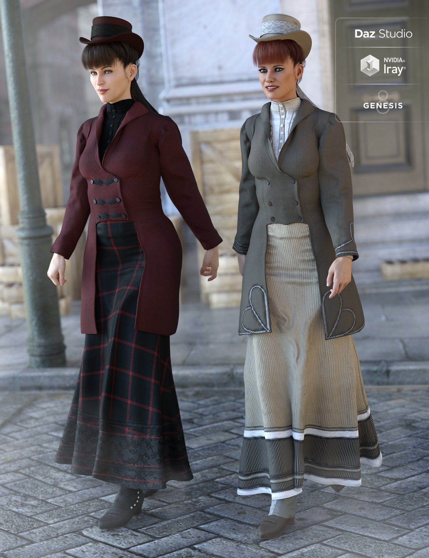 图片[1]-[daz服装] Genesis 8女式维多利亚中期服装纹理（s）-DAZ爱好者