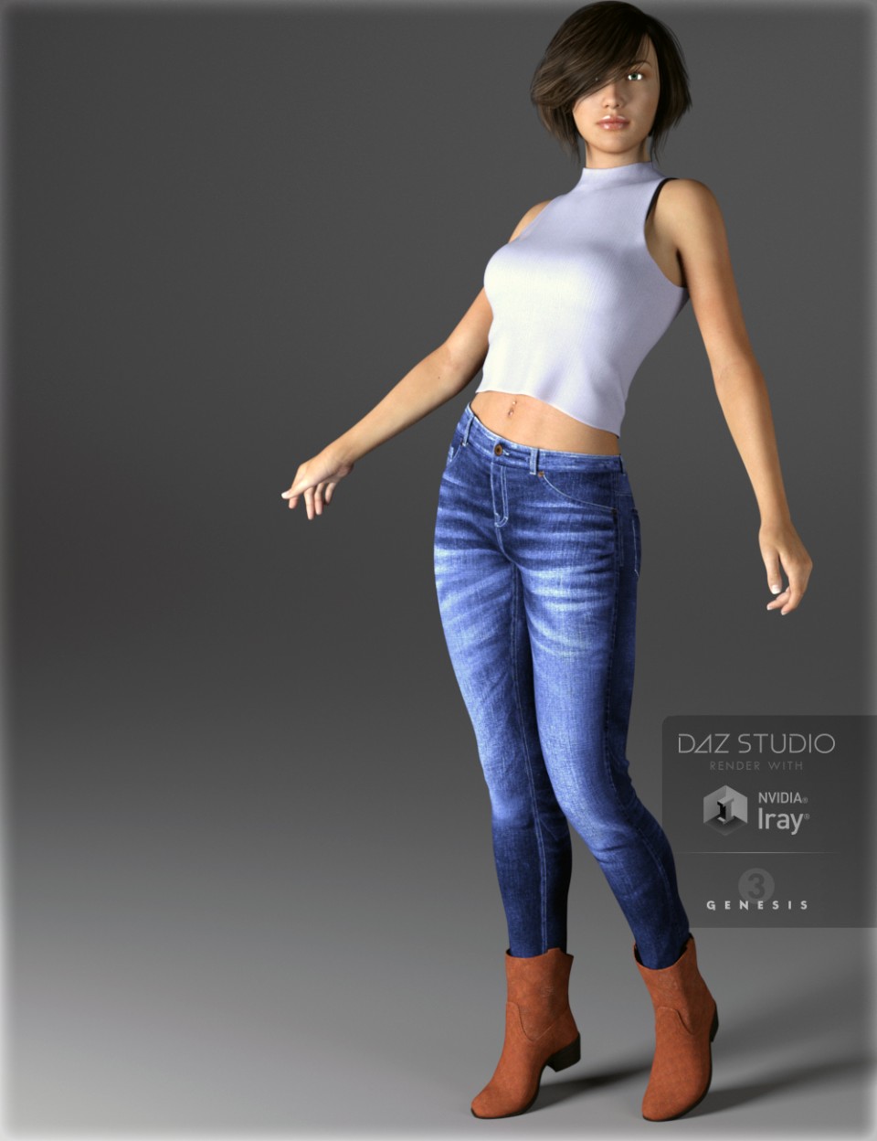图片[1]-[daz服装] 创世纪3女性紧身牛仔装-DAZ爱好者
