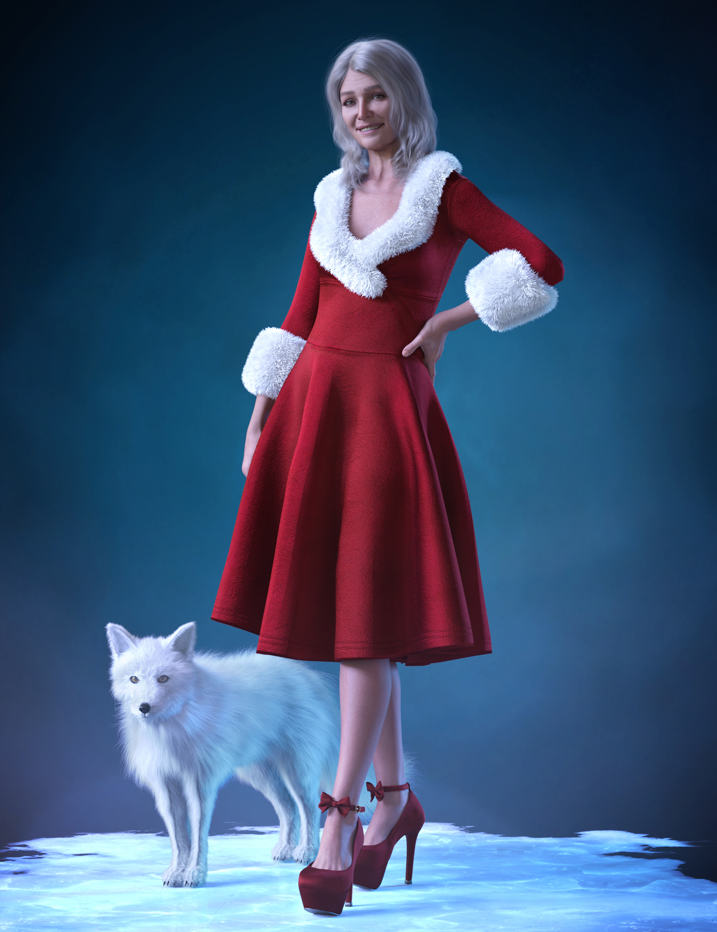 [daz服装] Christmas Dress dForce Outfit for Genesis 9-DAZ爱好者