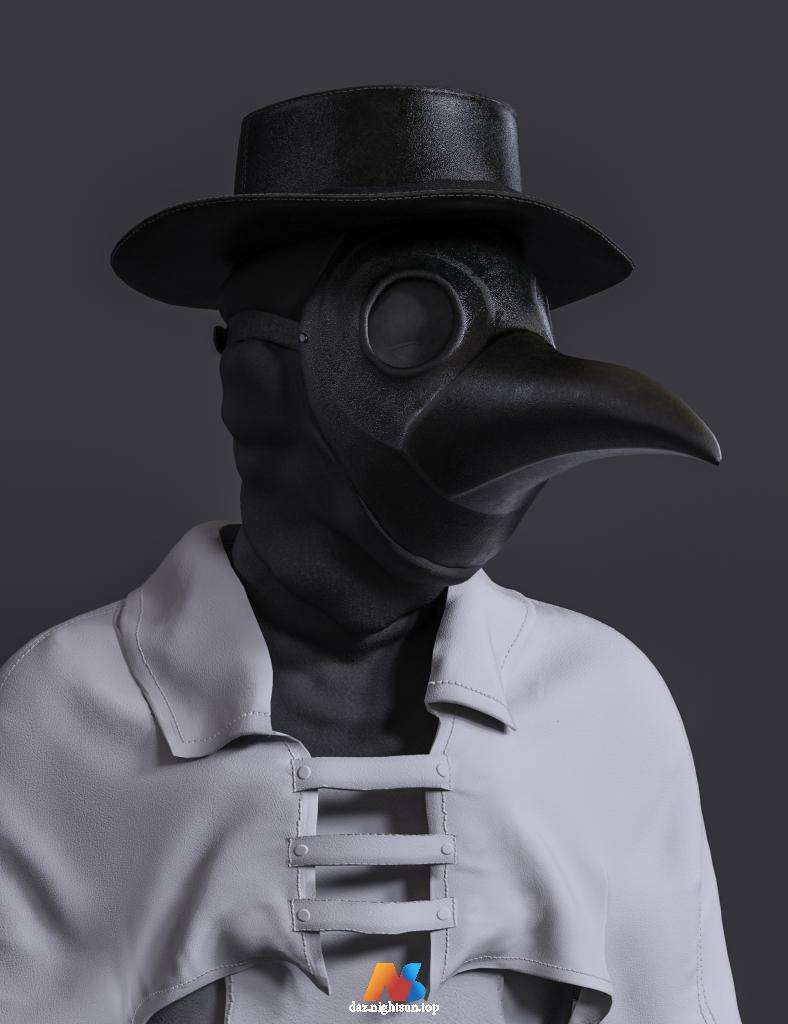 图片[2]-[daz服装] Halloween Plague Doctor Mask and Hat for Genesis 8 and 8.1 Females-DAZ爱好者