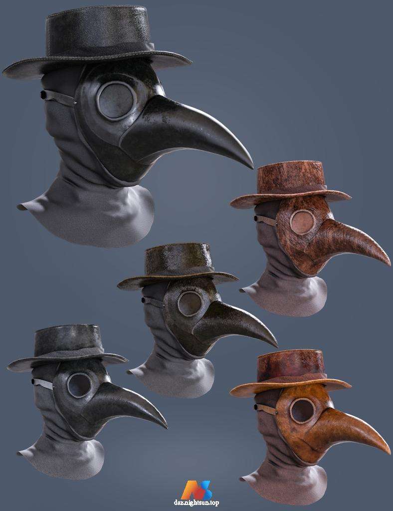 [daz服装] Halloween Plague Doctor Mask and Hat for Genesis 8 and 8.1 Females