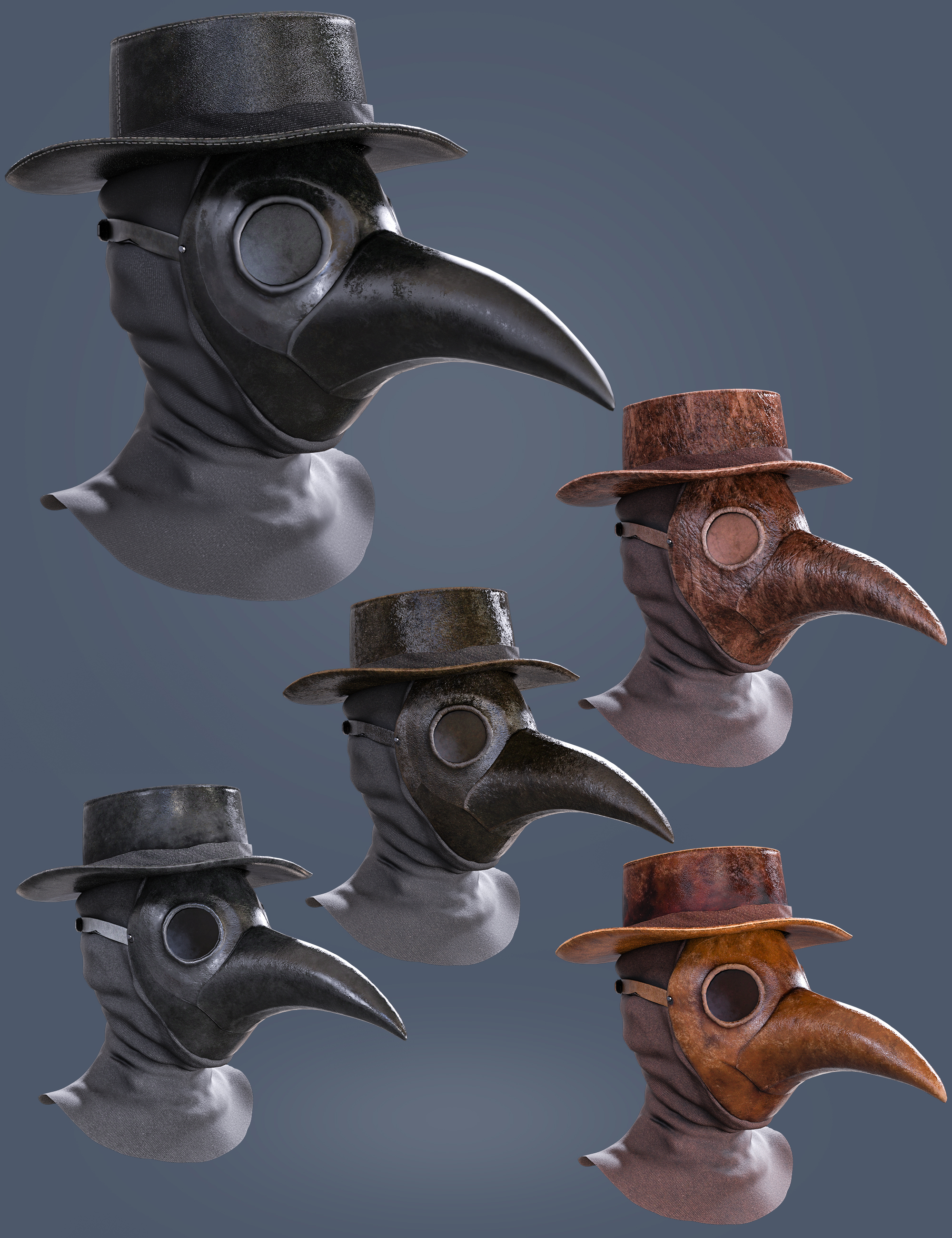 [daz服装] Halloween Plague Doctor Mask and Hat for Genesis 8 and 8.1 Females-DAZ爱好者