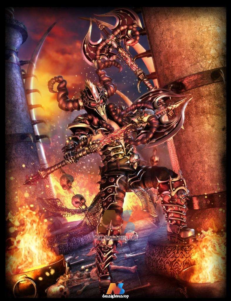[daz服装] [daz姿势] dForce Death Strike Outfit, Great Axe and Poses for Genesis 8 Males