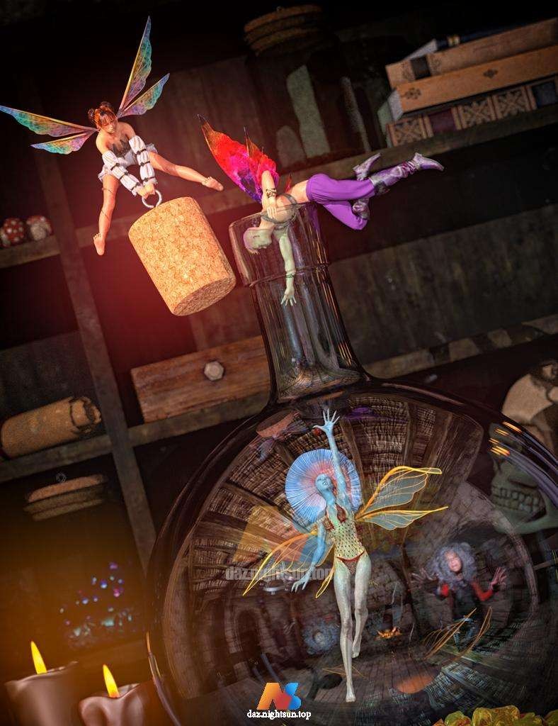 [daz道具] [daz姿势] Tefairyums: Fairy Terrariums, Props, and Poses for Genesis 8 and 8.1