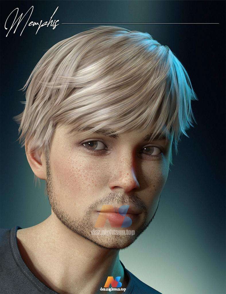 图片[1]-[daz发型] Memphis Hair for Genesis 8 Males-DAZ爱好者
