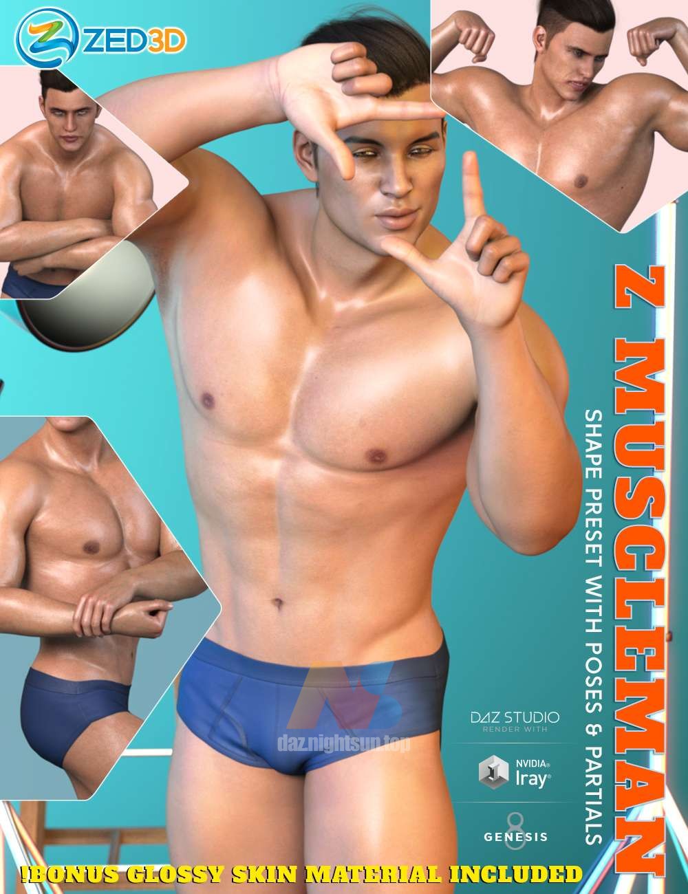 [daz姿势] Z Muscleman Shape Preset and Poses for Genesis 8 Male-DAZ爱好者