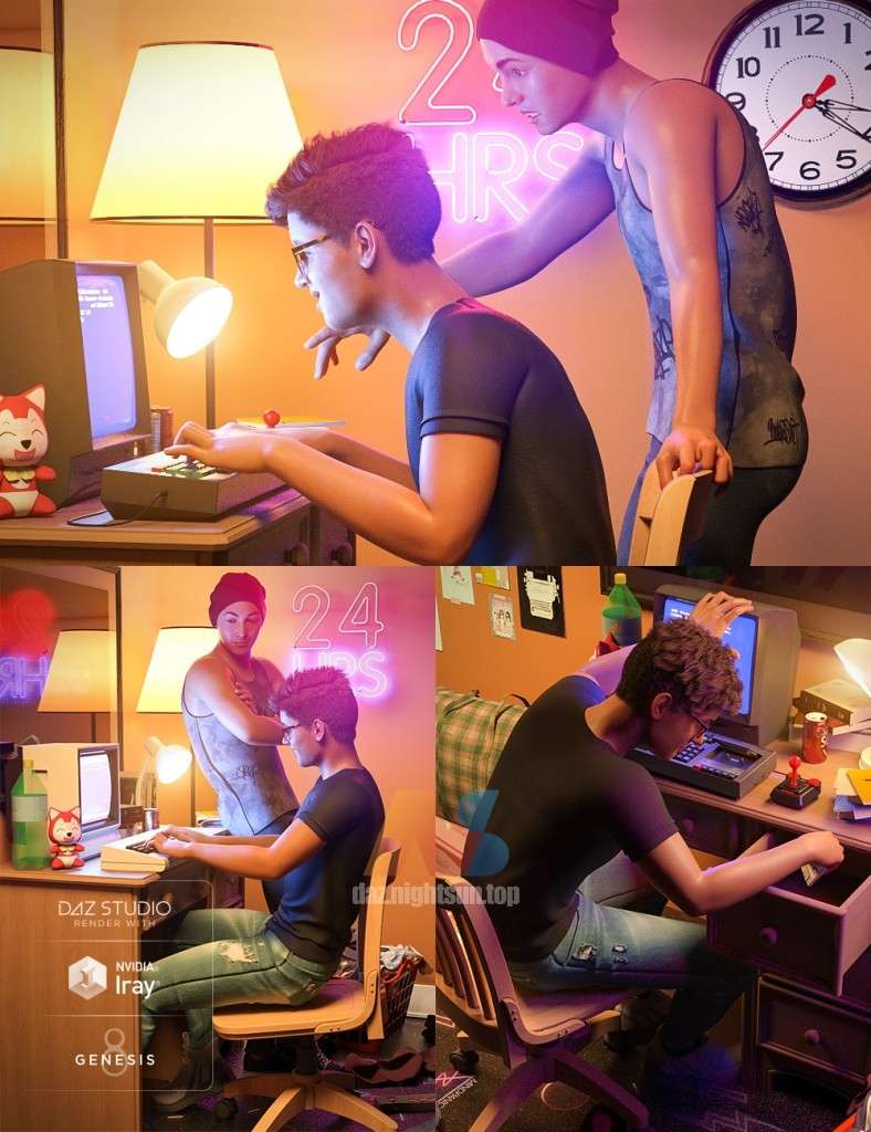 [daz姿势] Retro Gamer Poses for Genesis 8 Male