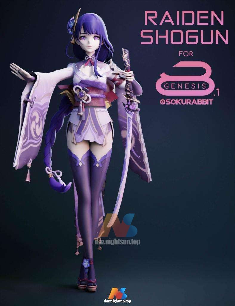 [daz角色] Raiden Shogun For Genesis 8 and 8.1 Female-DAZ爱好者