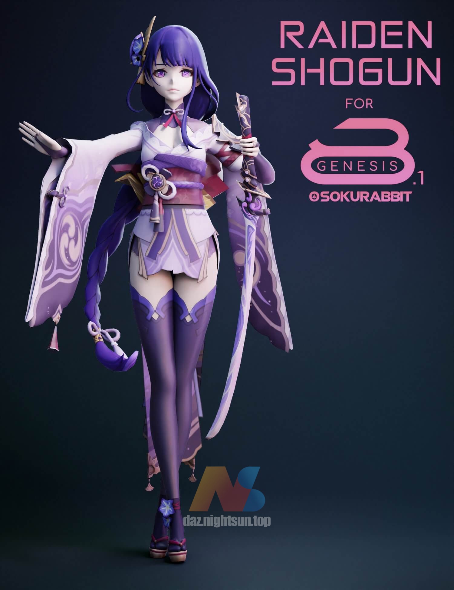 [daz角色] Raiden Shogun For Genesis 8 and 8.1 Female-DAZ爱好者