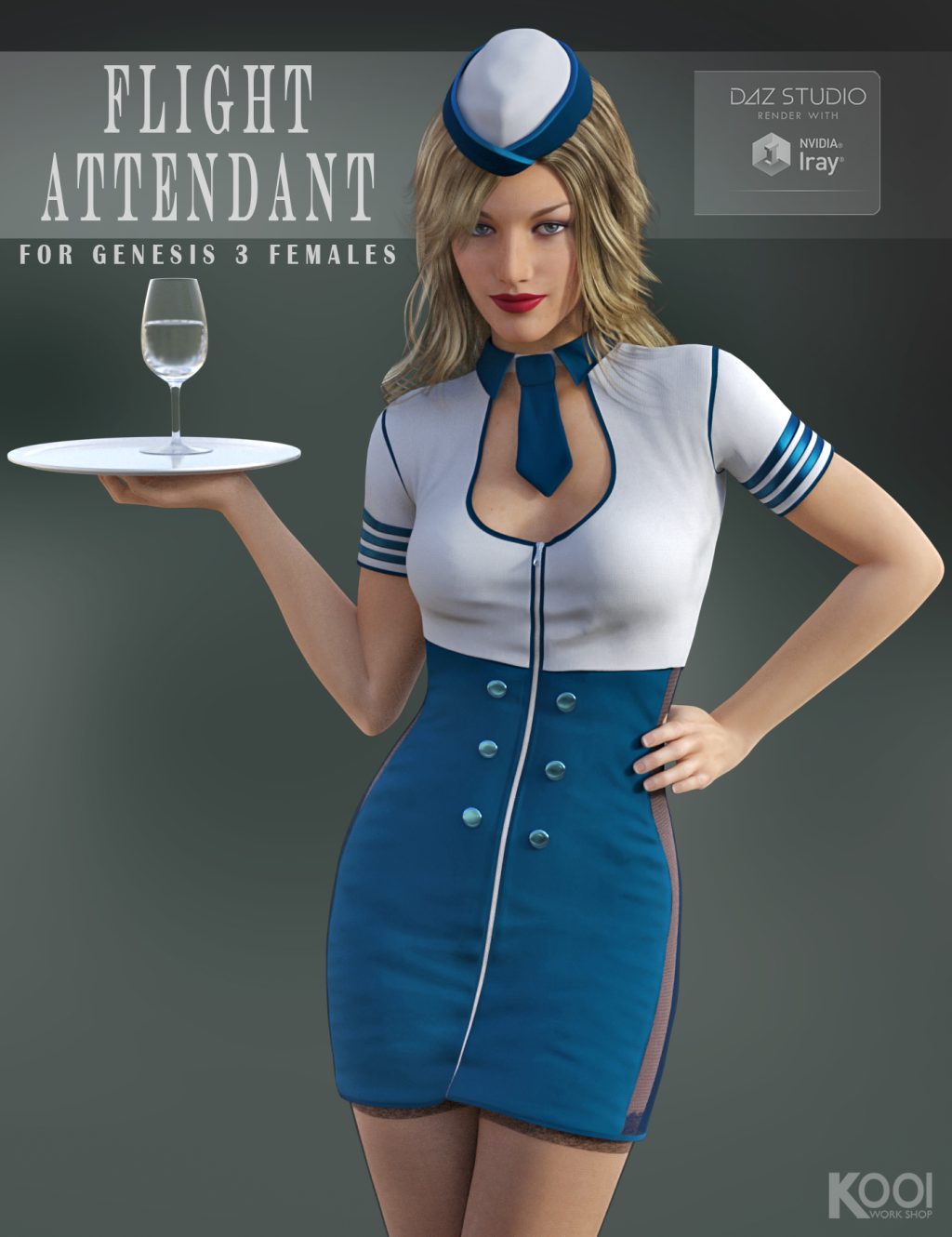 [daz服装] Flight Attendant for Genesis 3 Female(s)