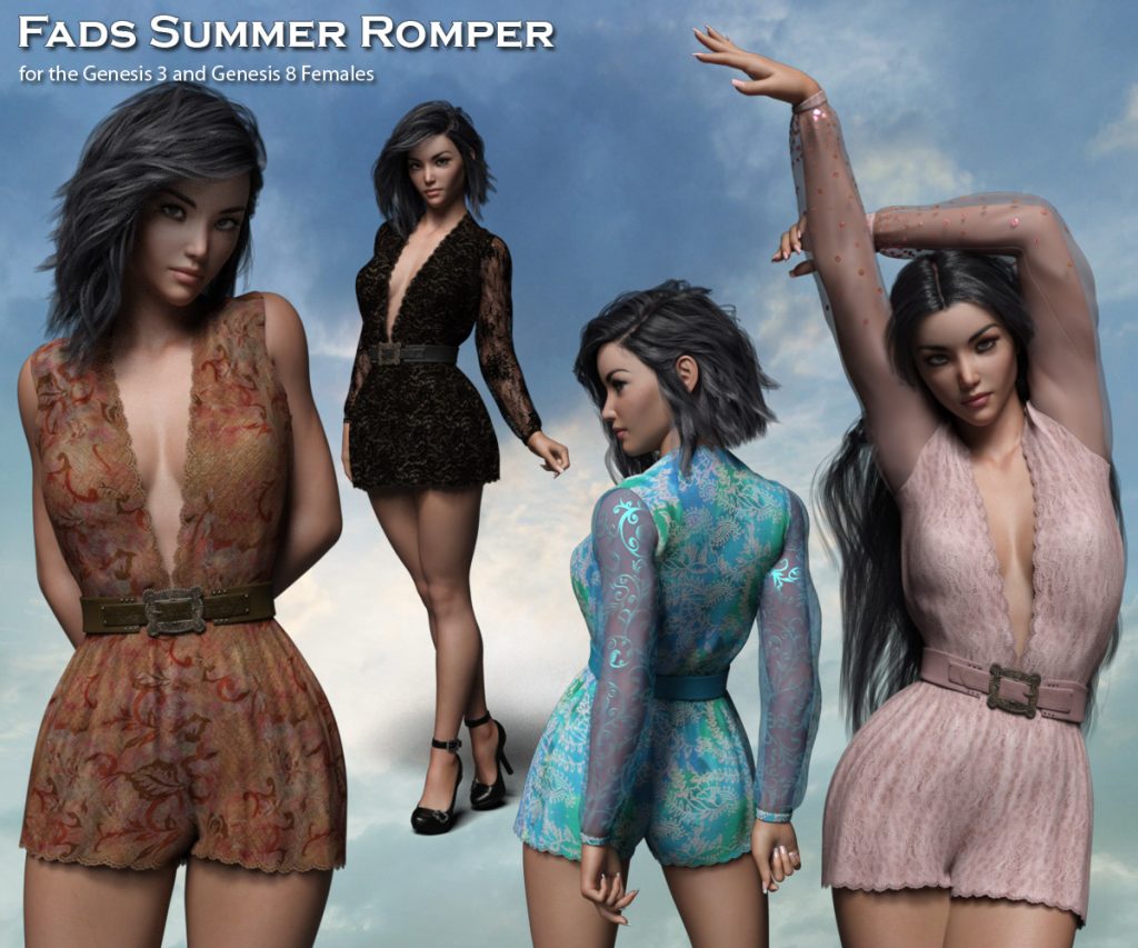 [daz服装] Fads Summer Romper for the G3 and G8 Females-DAZ爱好者