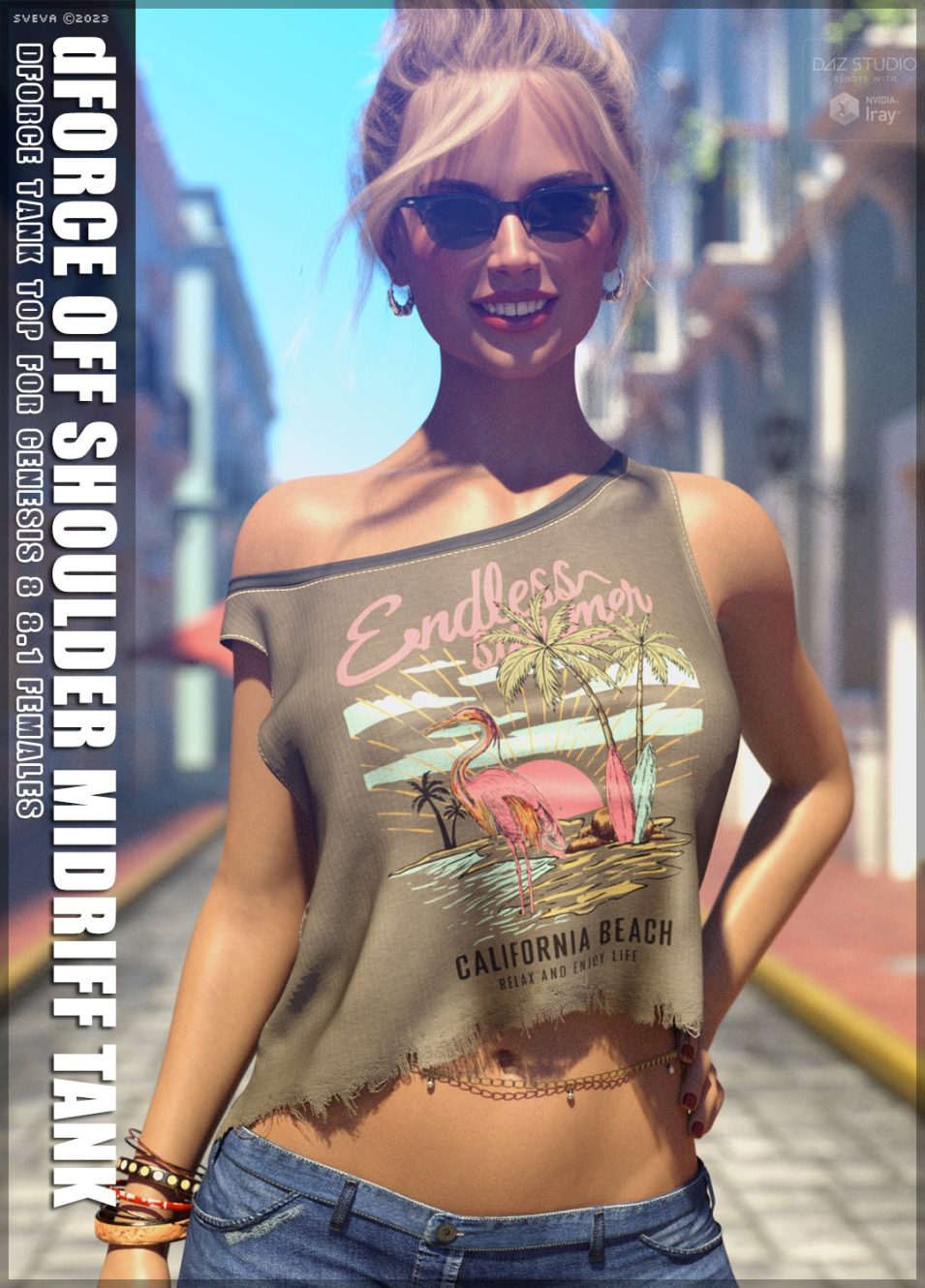 [daz服装] dForce Off Shoulder Midriff Tank G8G8.1F