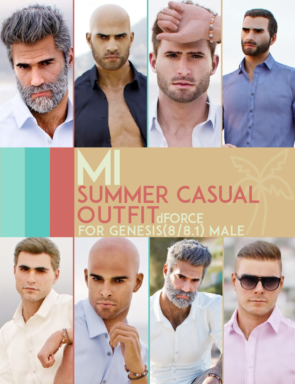 [daz服装] dForce MI Summer Casual Outfit for Genesis 8 and 8.1 Males-DAZ爱好者
