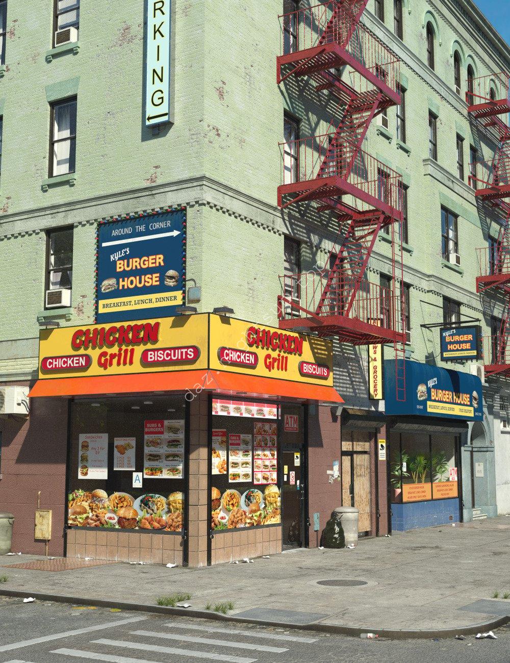 [daz场景] New York Fast Food Joint-DAZ爱好者