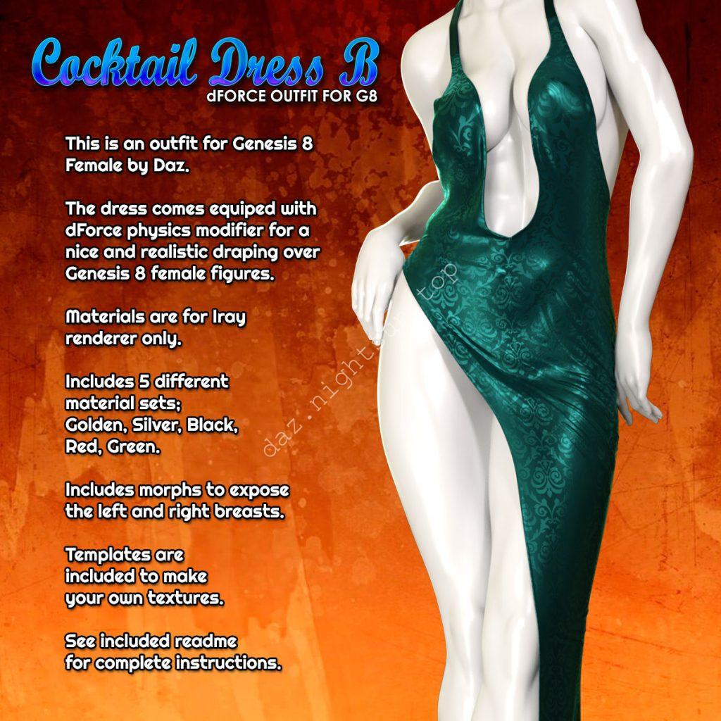 [daz服装] Exnem dForce Cocktail Dress B for Genesis 8 Female