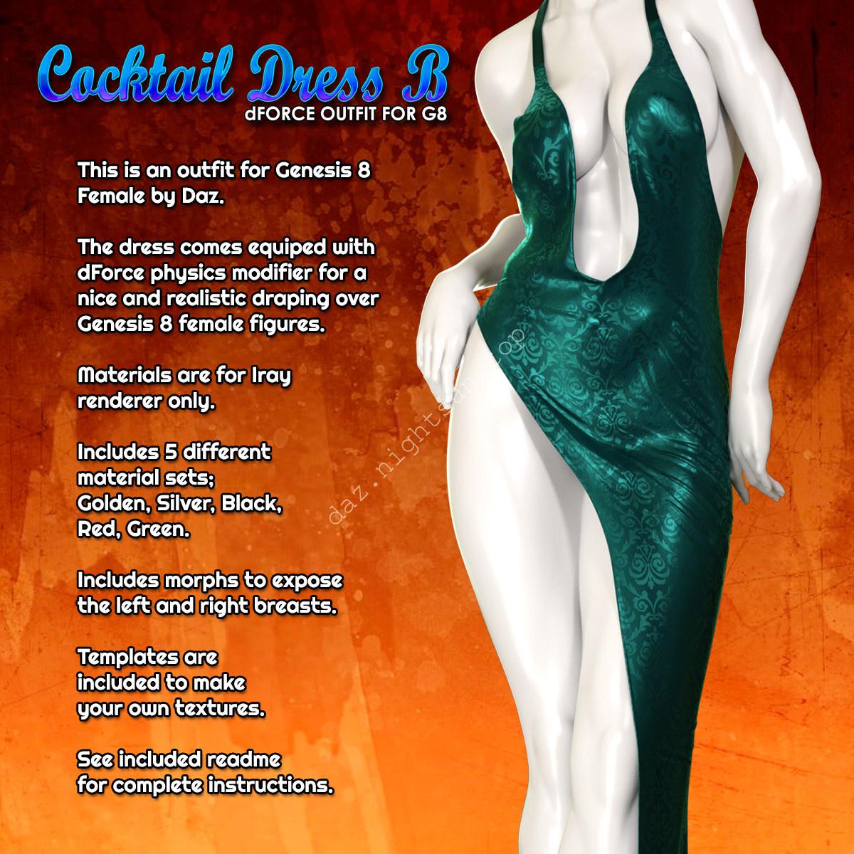 [daz服装] Exnem dForce Cocktail Dress B for Genesis 8 Female-DAZ爱好者