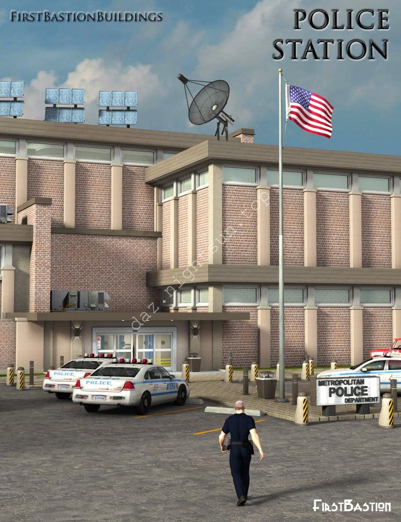 [daz场景] 1stBastion 建筑物:警署-DAZ爱好者
