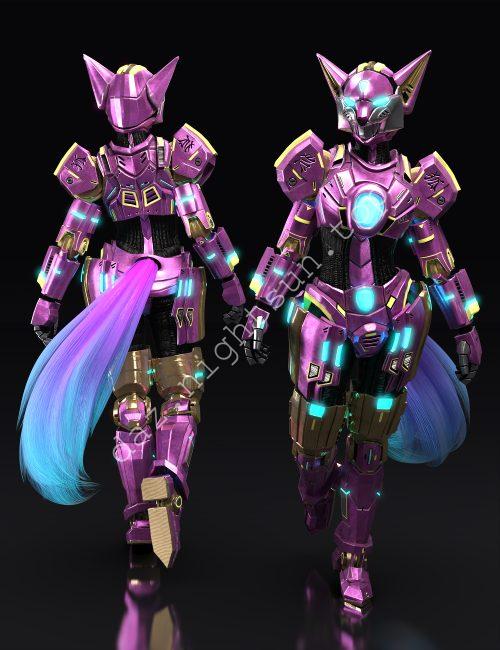 [daz服装] 女性角色的狐狸机械装甲-DAZ爱好者