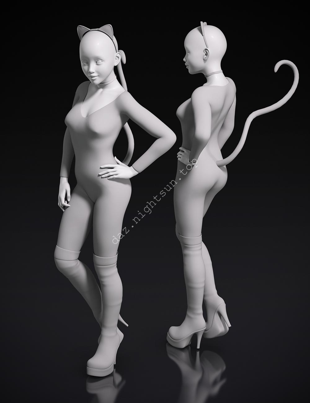 图片[2]-[daz服装] 女式紧身连衣裤 [猫女装束]-DAZ爱好者