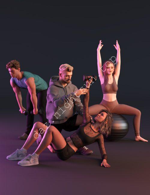 [daz合集] 趣味普拉提健身捆绑包 for Genesis 9, 8 and 3-DAZ爱好者