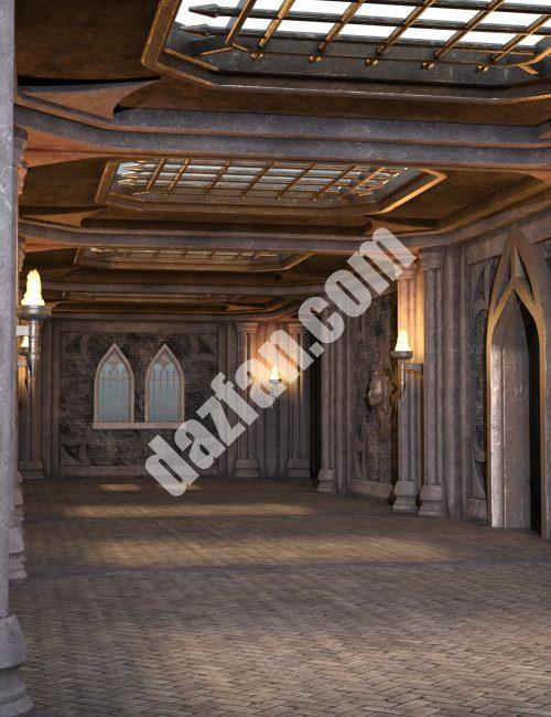 [daz场景] 银刺堡垒模块化内部套件-DAZ爱好者