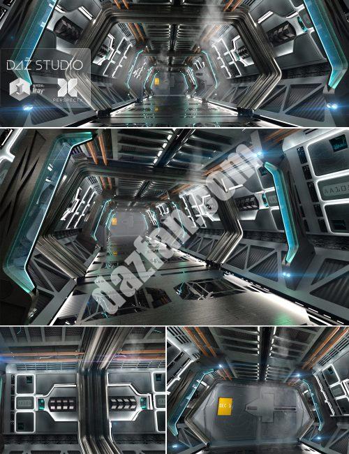 [daz场景] 宇宙飞船走廊-DAZ爱好者