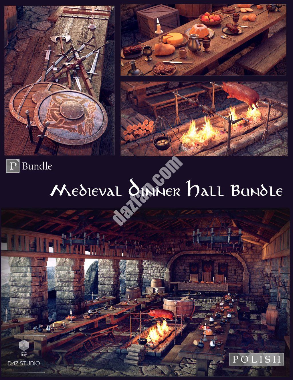 [daz场景] 中世纪饭堂套餐-DAZ爱好者