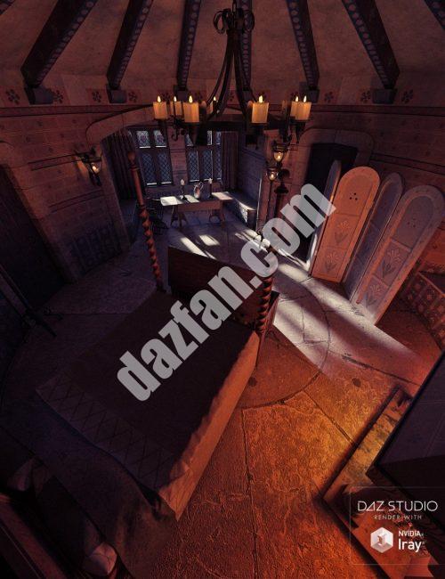 [daz场景] 中世纪的塔楼的卧室-DAZ爱好者