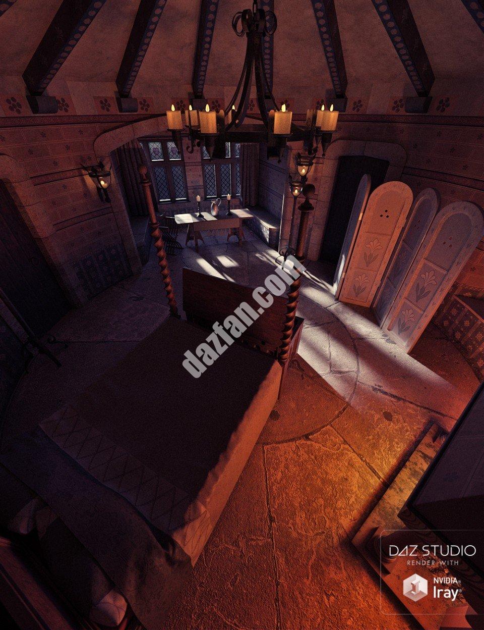[daz场景] 中世纪的塔楼的卧室-DAZ爱好者