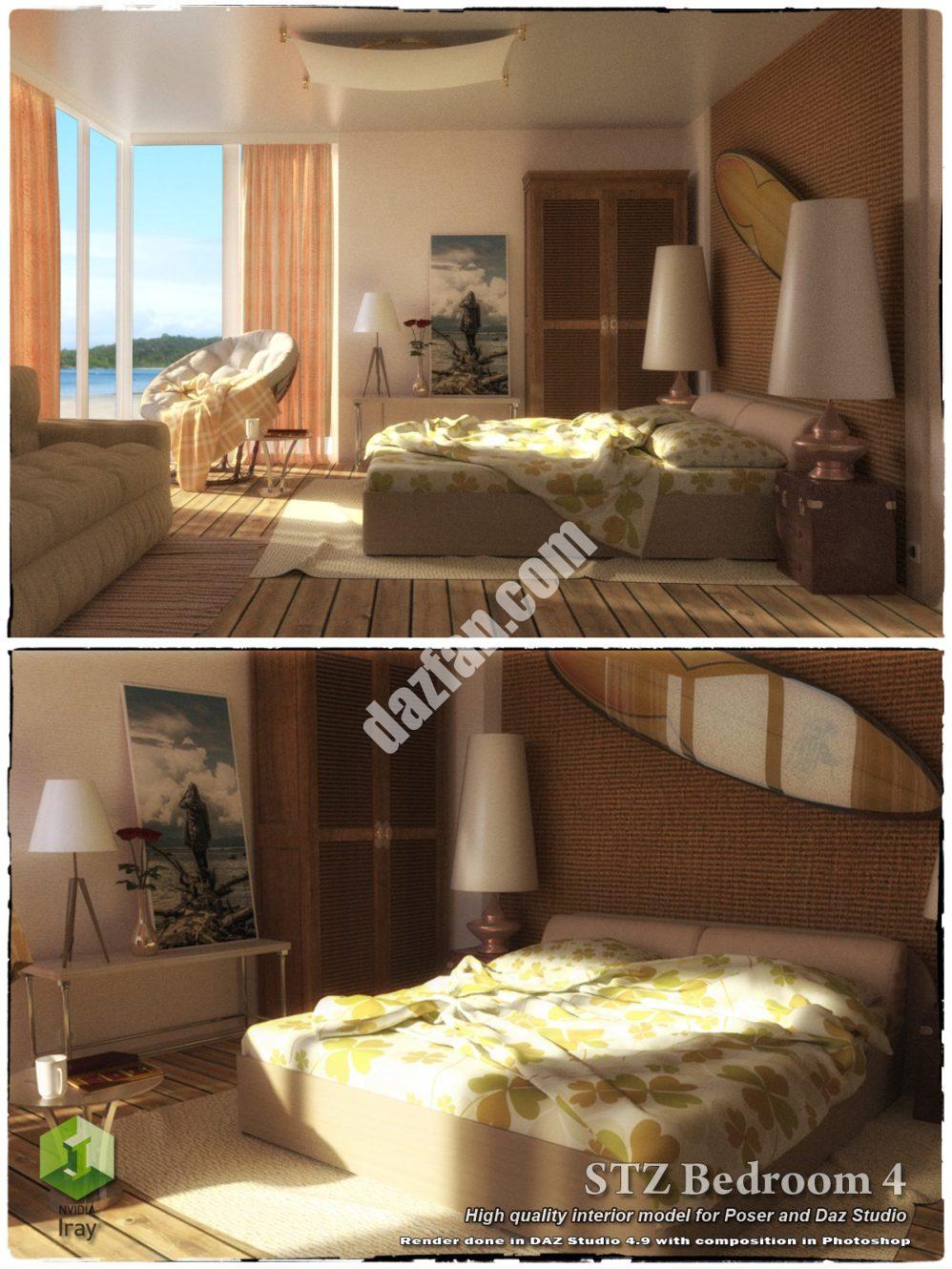 [daz场景] STZ卧室4-DAZ爱好者
