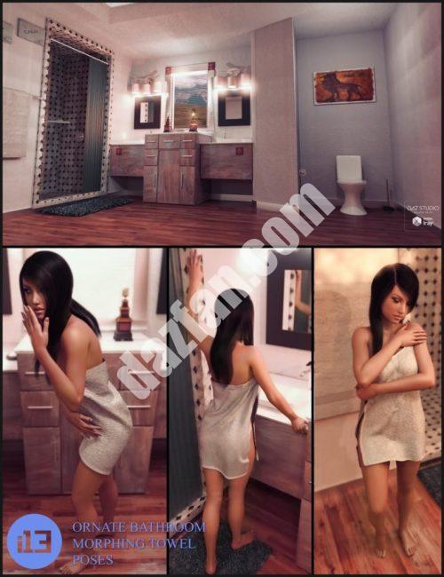 [daz场景] 华丽的浴室里有变形毛巾和各种姿势-DAZ爱好者