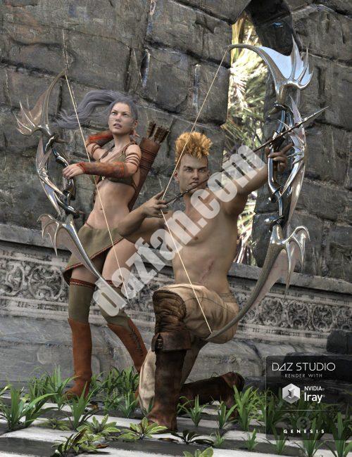 [daz姿势] 射箭2姿势创世纪3Genesis 3 男性和女性-DAZ爱好者