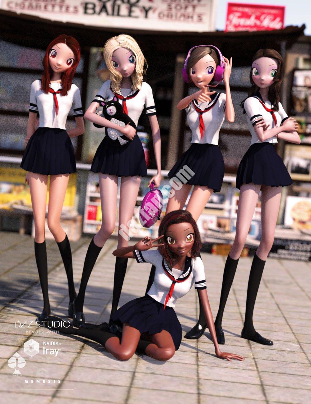 [daz姿势] Deredere动漫姿态为Genesis 3女性角色(们)-DAZ爱好者