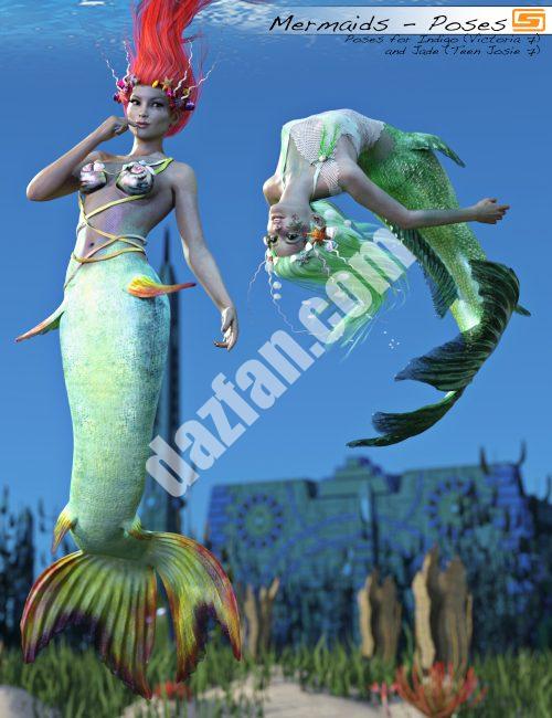 [daz姿势] 拉古纳美人鱼 – 为IndigoVictoria 7和JadeTeen Josie 7摆姿势。-DAZ爱好者
