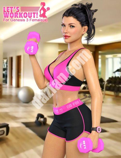 [daz姿势] 让我们来锻炼 for Genesis 3 Female(s)-DAZ爱好者