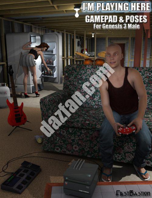 [daz姿势] 我在这里玩Gamepad，为创世纪3男摆姿势-DAZ爱好者