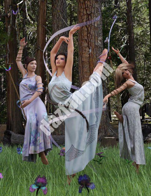 [daz姿势] 蝴蝶舞的姿势和道具-DAZ爱好者