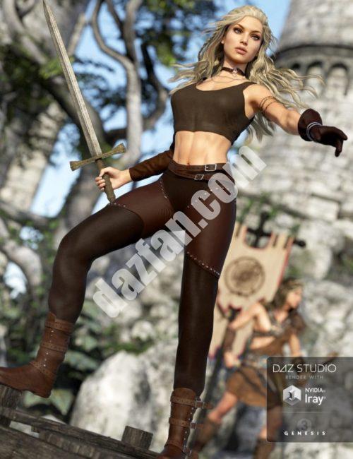 [daz服装] 创世纪3女性冒险女孩套装-DAZ爱好者