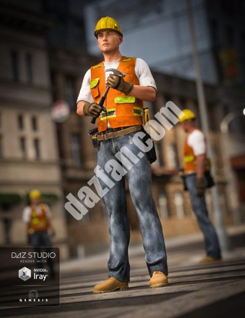 [daz服装] 创世纪2和创世纪3中的建筑工人服装-DAZ爱好者