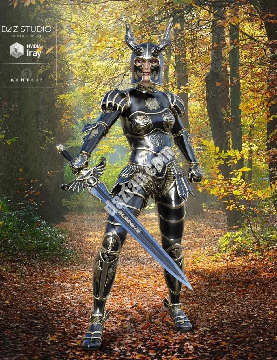[daz服装] 创世纪3女性版恶魔盔甲-DAZ爱好者