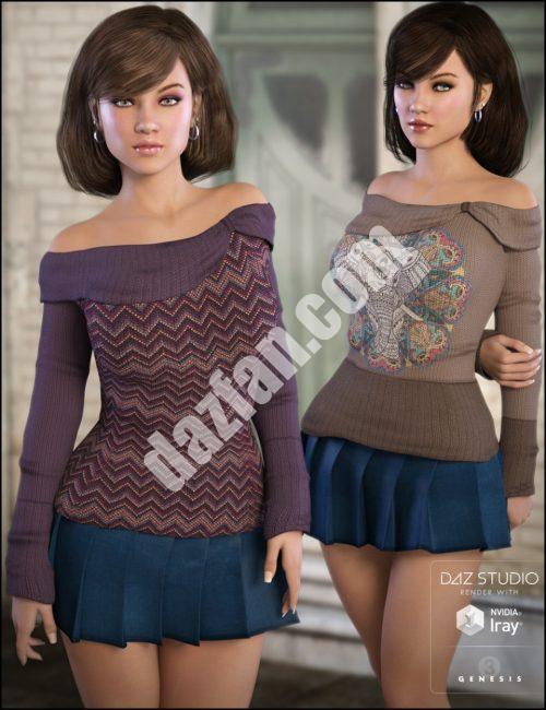 [daz服装] 脱肩毛衣舒适的质地-DAZ爱好者