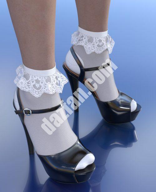 [daz服装] G3F厚底凉鞋和袜子-DAZ爱好者