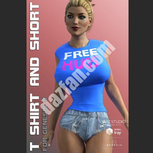 [daz服装] t恤&短G3女(s) V7-DAZ爱好者