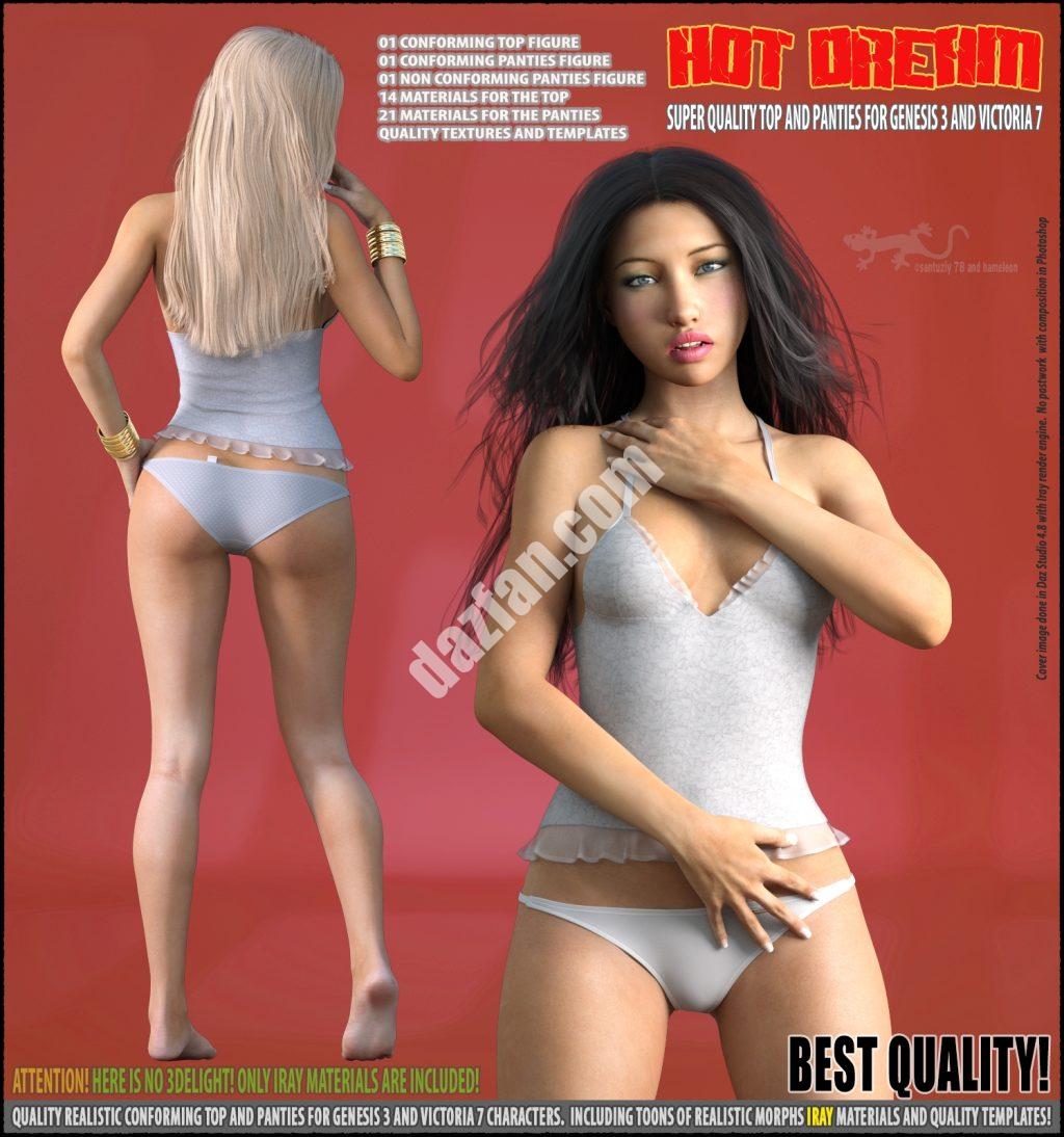 [daz服装] 热梦上衣和内裤G3和V7-DAZ爱好者