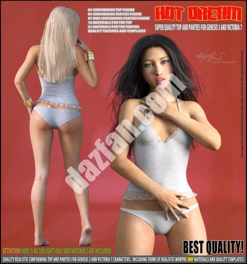 [daz服装] 热梦上衣和内裤G3和V7-DAZ爱好者