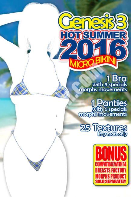 [daz服装] 2016年炎热的夏天-微型比基尼G3F-DAZ爱好者