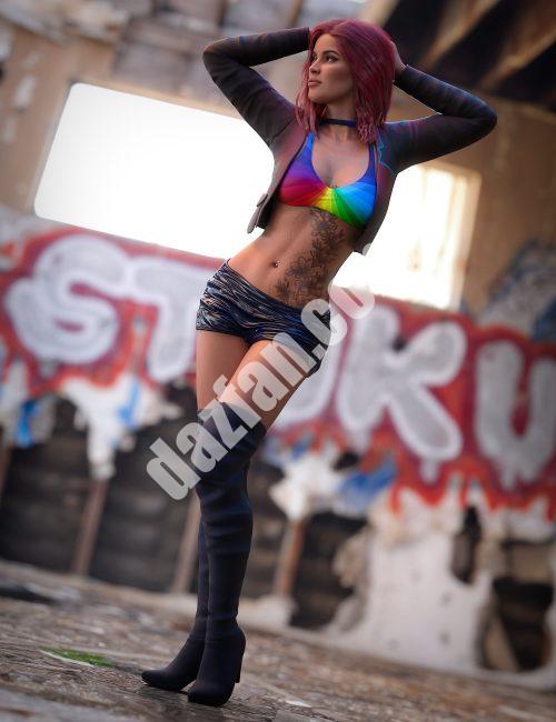 [daz服装] Genesis 8和8.1女性休闲时尚套装V4-DAZ爱好者